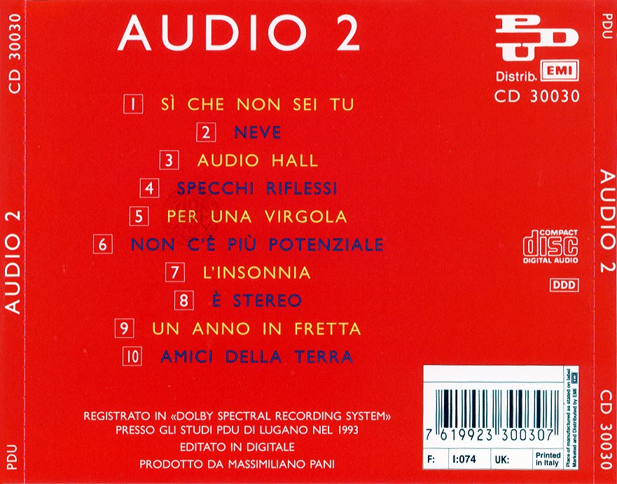 Copertina cd Audio 2 Audio 2 Back, cover cd Audio 2 Audio 2