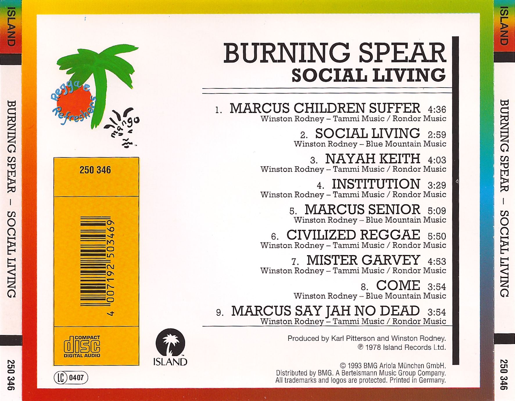 cd Burning Spear - Social Living - Back, scarica la cover cd Burning ...