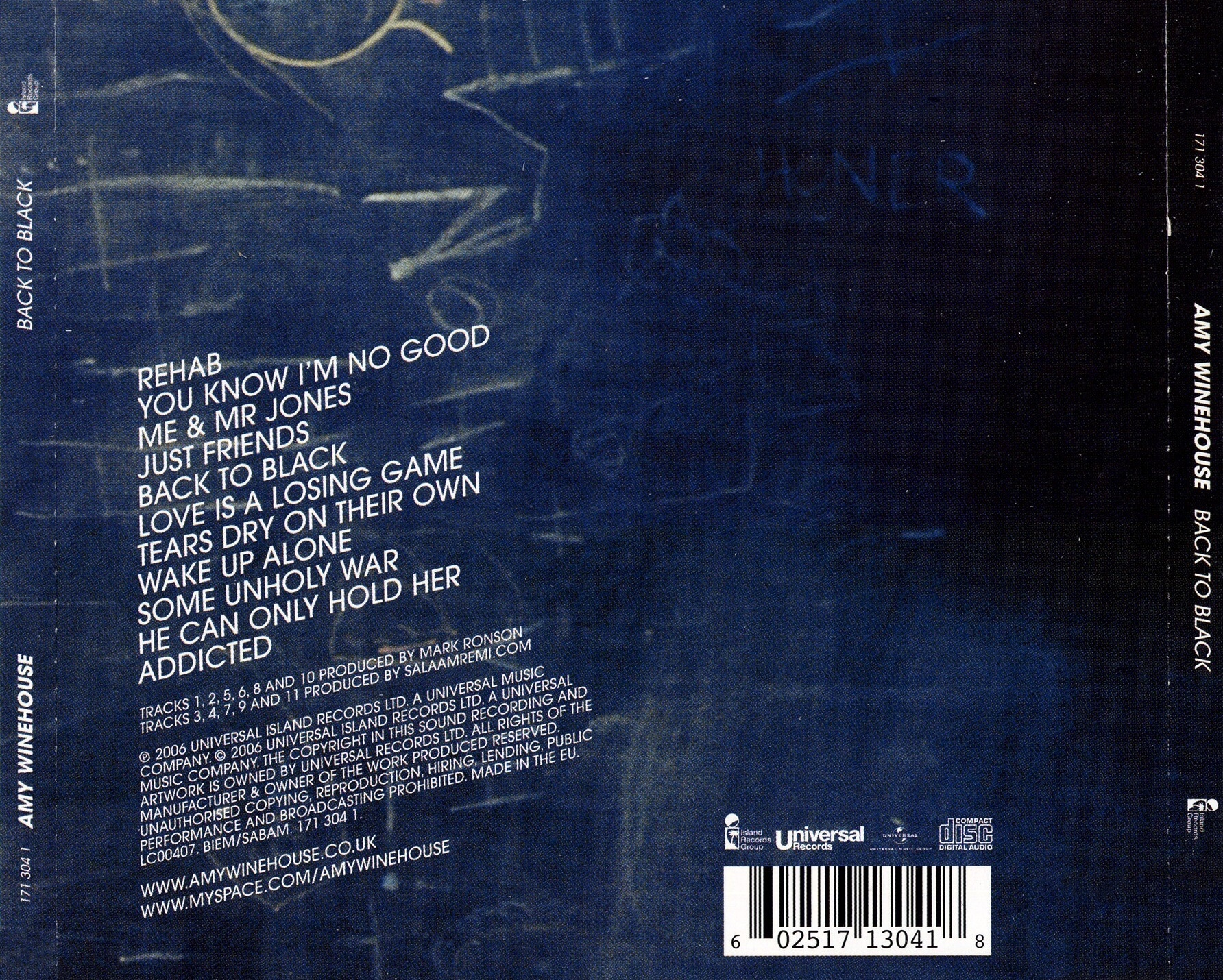 Copertina cd Amy Winehouse - Back To Black (11 Tracks) - Back (2-2 ...