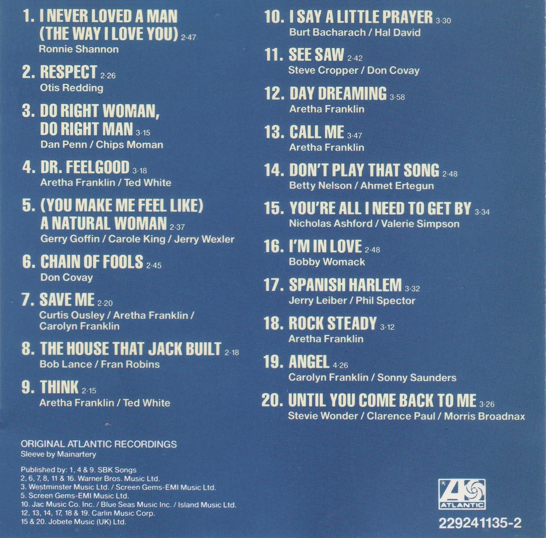 Aretha franklin 20 greatest hits tracklist : foglisand