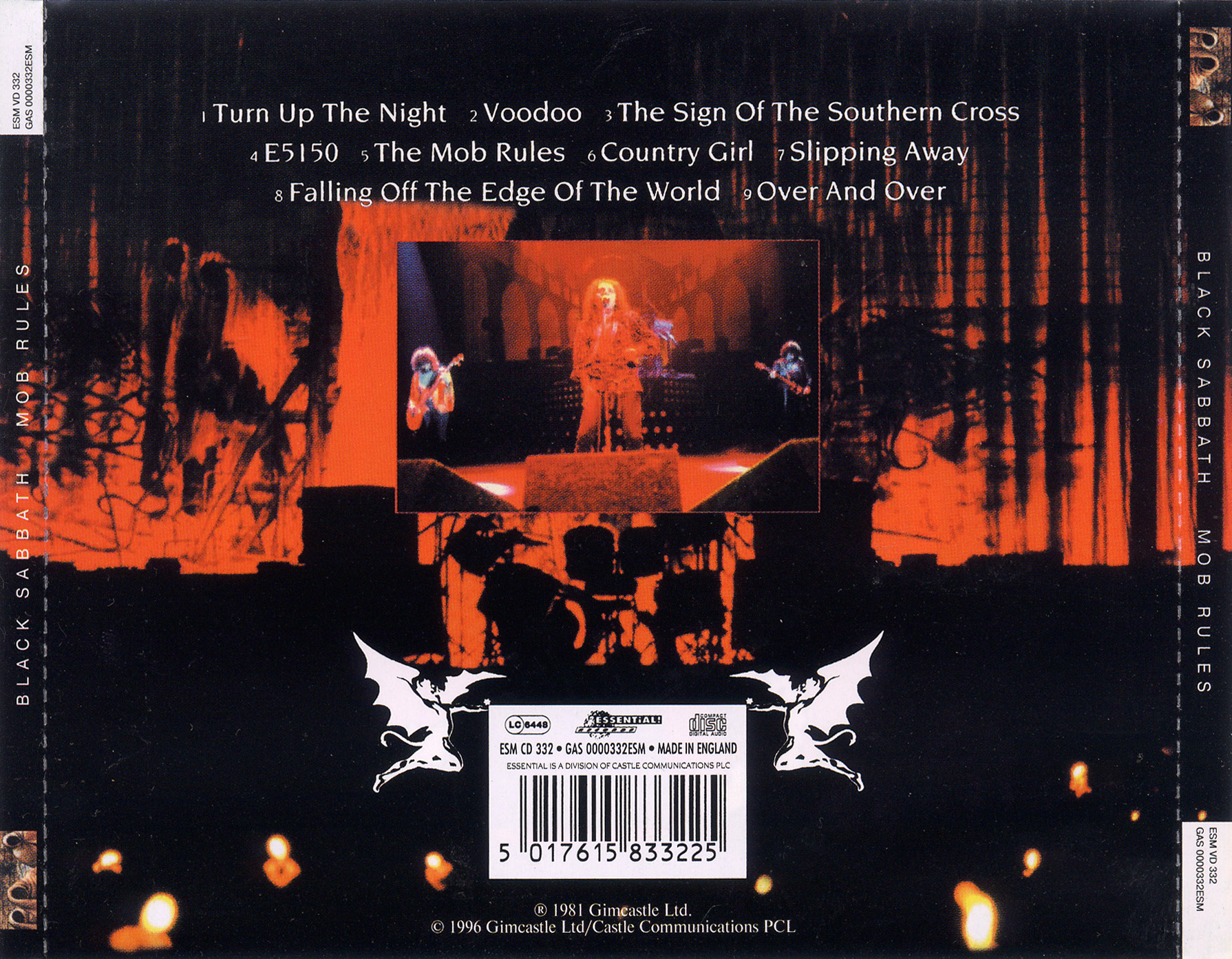 Copertina cd Black Sabbath - Mob Rules - Back, cover cd Black Sabbath ...