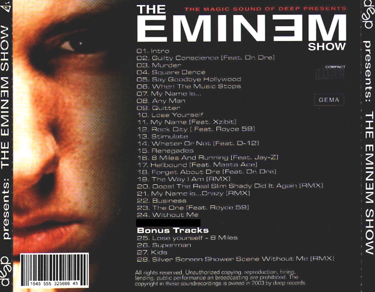 Scarica la copertina cd Eminem - Deep Presents The Eminem Show - Back ...