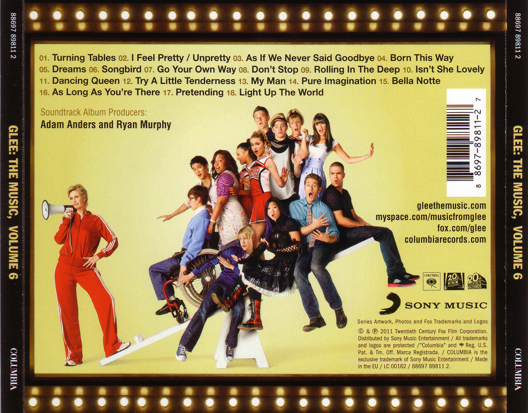 Copertina cd Glee Cast - Glee The Music Vol.06 - Back, cover cd Glee ...